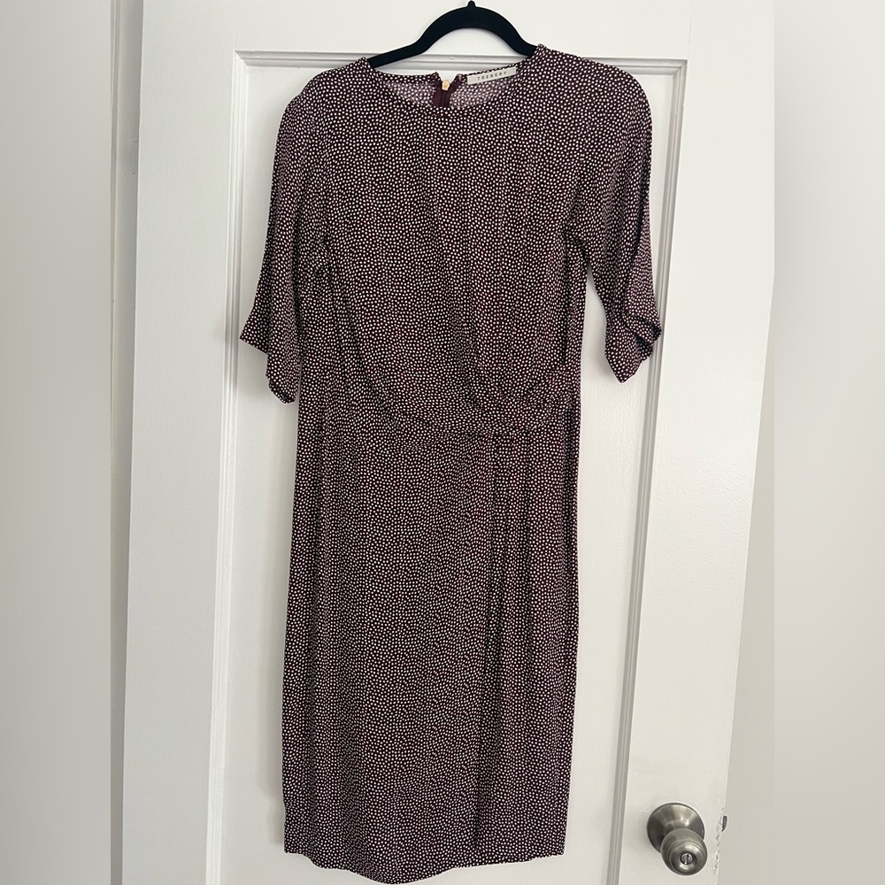 Trenery maroon and White Long Sleeve Dress